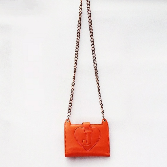 Rare Y2K Juicy Couture Orange Leather Chain Wallet Bag - Picture 7 of 7